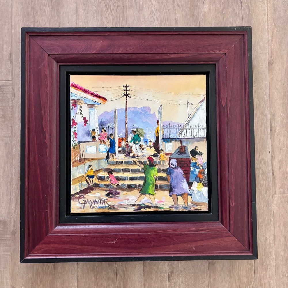 Original Gaynor (SA Born 1947) OIL PAINTING, District 6, Signed, Framed, 26”x26”